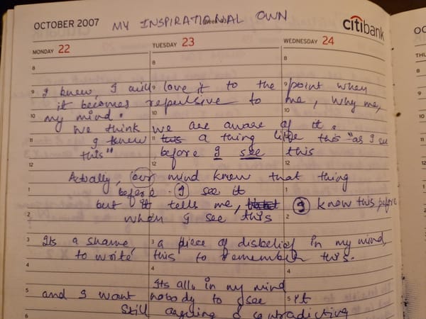 Handwritten poem in a diary