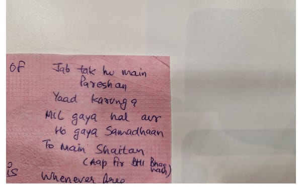 handwritten text on a napkin